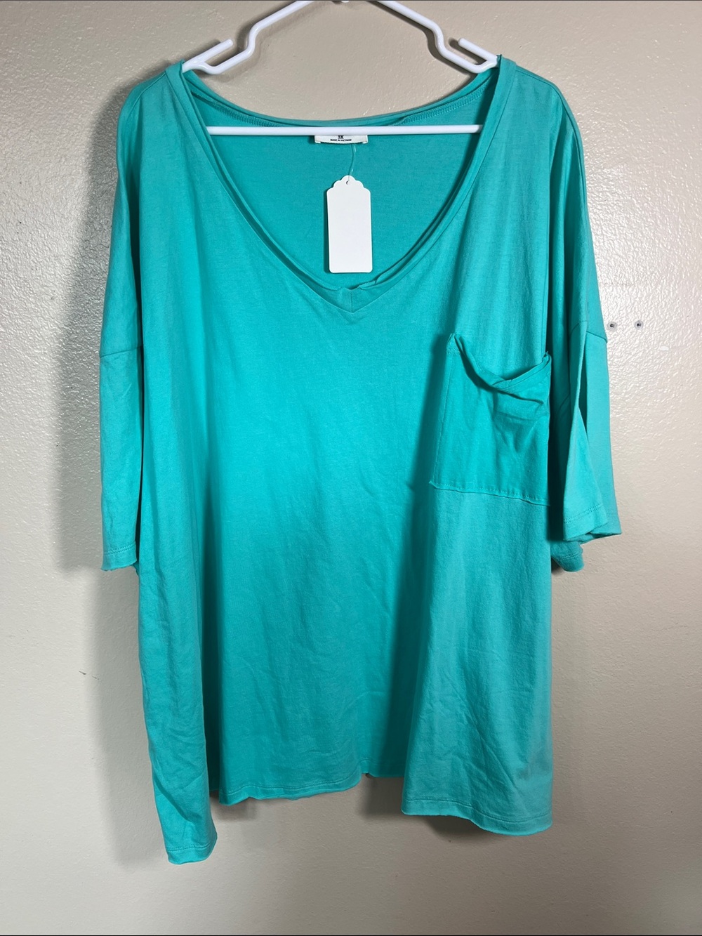 Zenana Outfitters Teal V-Neck Pocket Tee